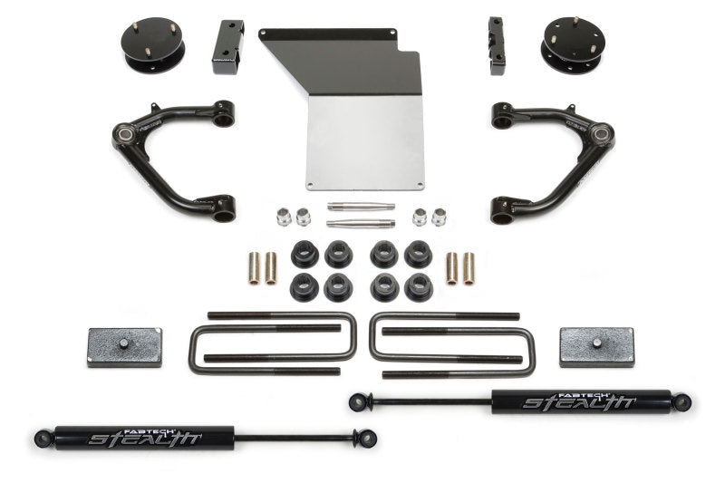 FABTECH 14-18 GM K1500 w/OE Alum. UCA 4in Uniball UCA System w/Rear Stealth Shocks