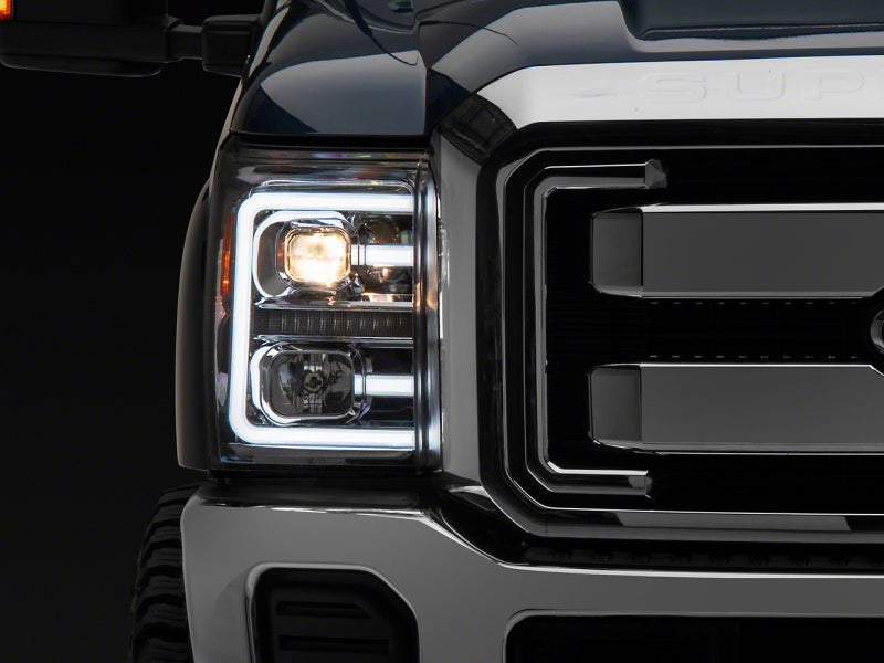 RAXIOM 11-16 Ford F-250 Super Duty LED Projector Headlights - Chrome Housing (Clear Lens)