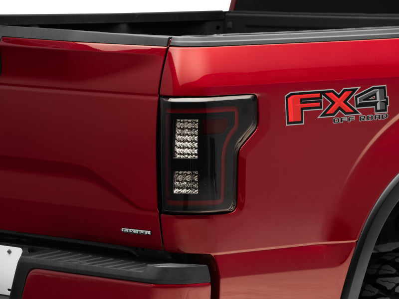 RAXIOM 15-17 Ford F-150 w/Non-BLIS LED Tail Lights Sequential Turn Signals- Blk Hsng (Smoked Lens)