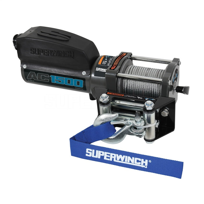 SUPERWINCH 1,500 lbs. 1.1 HP 120V AC 1/8 In x 35ft. Wire Rope - Gray Wrinkle