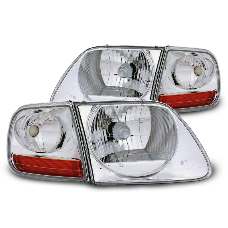 RAXIOM 97-03 Ford F-150 G2 Euro Headlights w/ Parking Lights- Chrome Housing (Clear Lens)