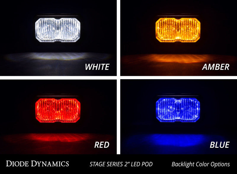 DIODE DYNAMICS Stage Series 2 In LED Pod Sport - White Flood Flush RBL (Pair)
