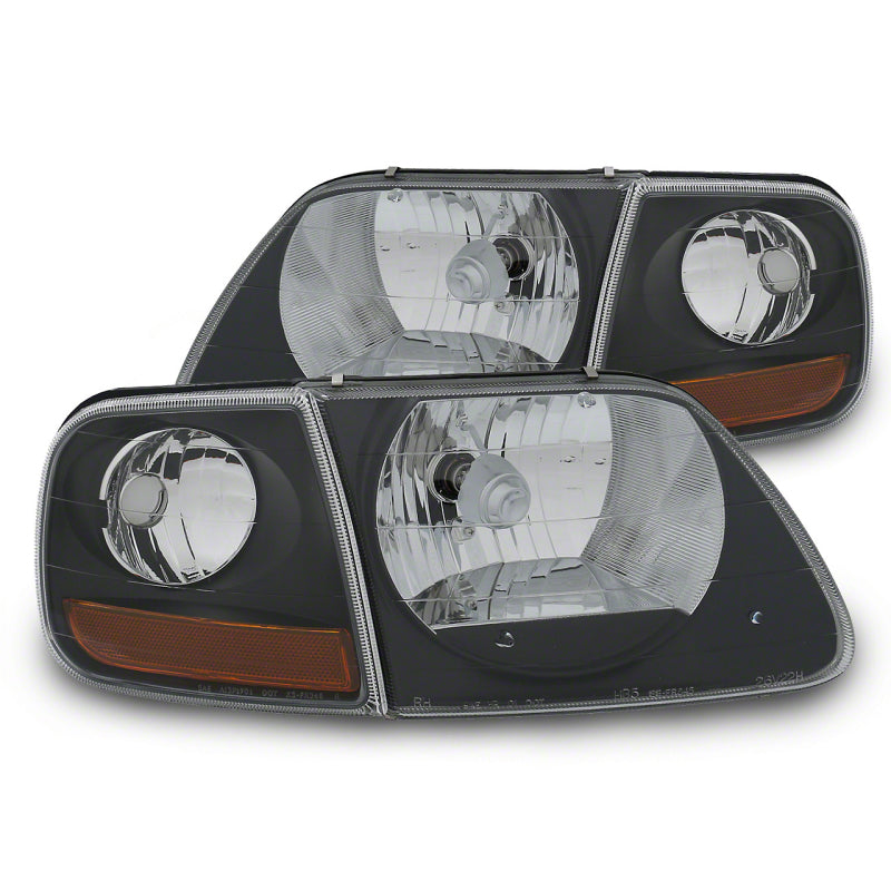 RAXIOM 97-03 Ford F-150 G2 Euro Headlights w/ Parking Lights- Blk Housing (Clear Lens)