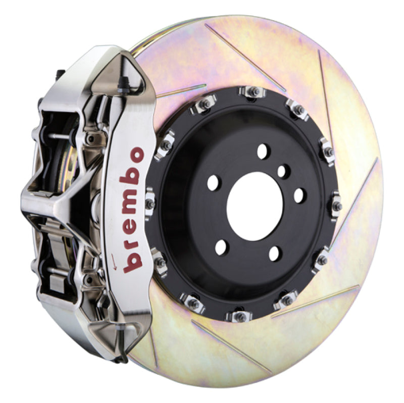 BREMBO 03-13 Flying Spur Front GTR BBK 6 Piston Billet 411x34 2pc Rotor Slotted Type1 - Nickel