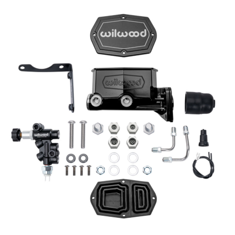 WILWOOD Compact Tandem Master Cylinder w/ Combination Valve 1-1/8in Bore - Black