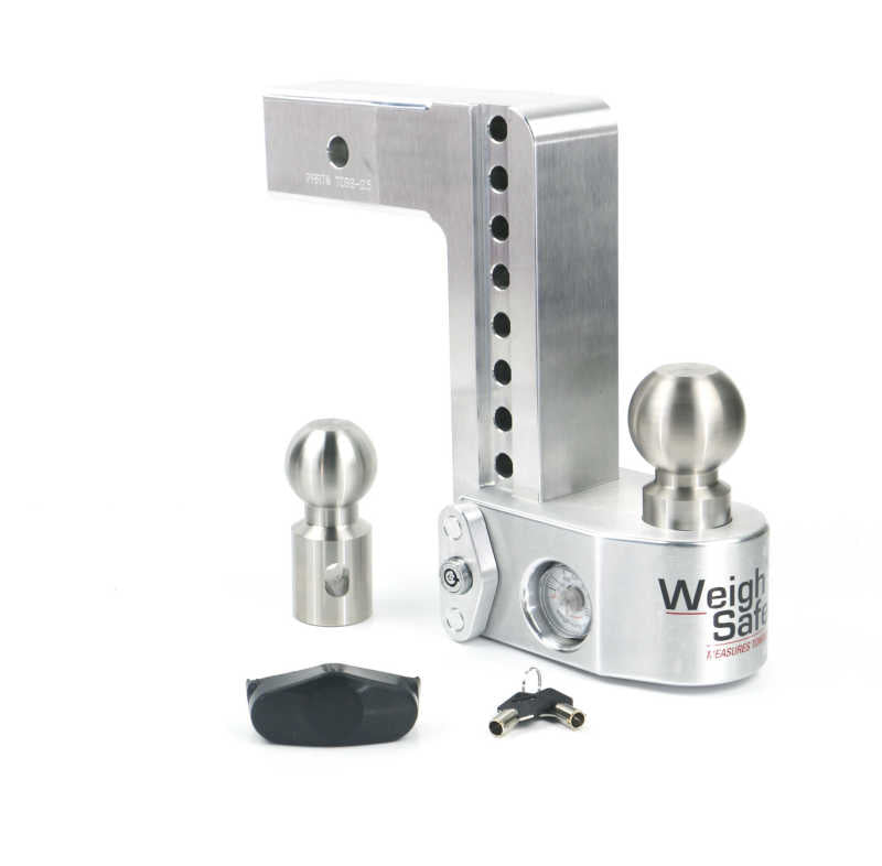 WEIGH SAFE 8in Drop Hitch w/Built-in Scale & 2.5in Shank (10K/18.5K GTWR) - Aluminum