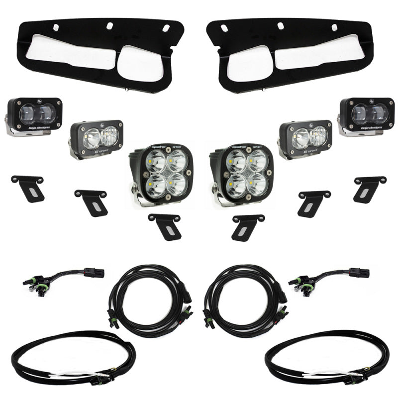 BAJA DESIGNS 21-22 Ford Bronco w/Steel Bumper S2 SAE Sportsmen Fog Pkt Light Kit w/Upfitter - Clear