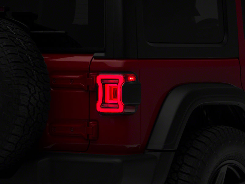 RAXIOM 18-23 Jeep Wrangler JL Horizon LED Tail Lights- BlkHousing- Red Lens