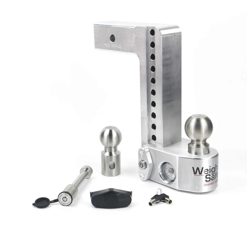 WEIGH SAFE 10in Drop Hitch w/Built-in Scale & 2.5in Shank (10K/18.5K GTWR) w/WS05 - Aluminum