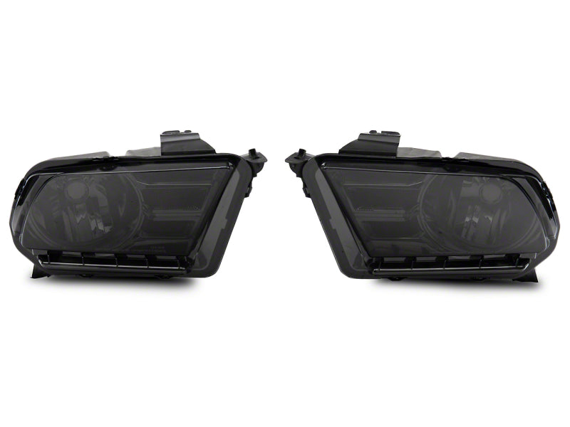 RAXIOM 10-12 Ford Mustang Axial Series OEM Style Rep Headlights- Chrome Housing- Smoked Lens