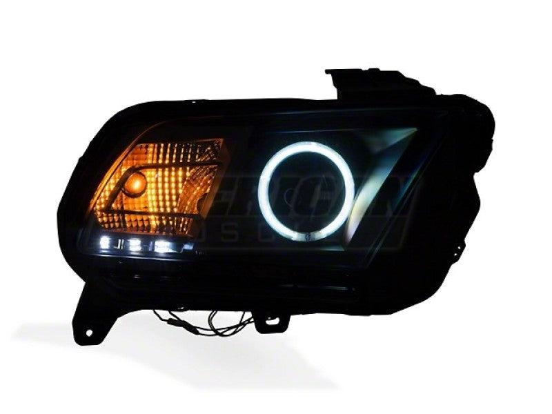 RAXIOM 13-14 Ford Mustang w/ Factory HIDLED Halo Projector Headlights- Black Housing (Smoked Lens)