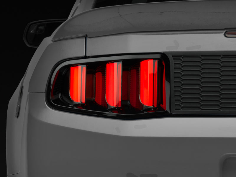 RAXIOM 10-12 Ford Mustang Vector V2 LED Tail Lights - Gloss Black Housing (Clear Lens)