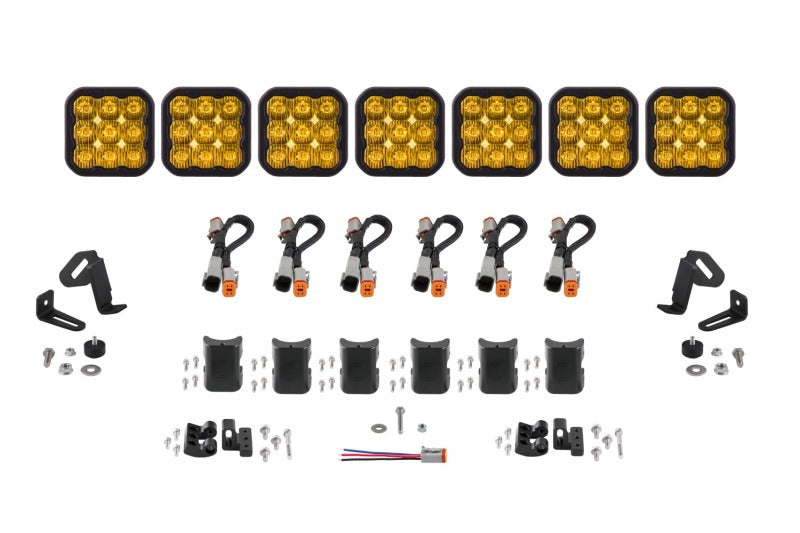 DIODE DYNAMICS SS5 Sport Universal CrossLink 7-Pod Lightbar - Yellow Driving