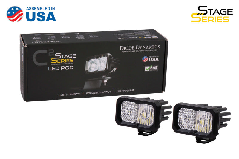 DIODE DYNAMICS Stage Series 2 In LED Pod Sport - White Combo Standard WBL (Pair)