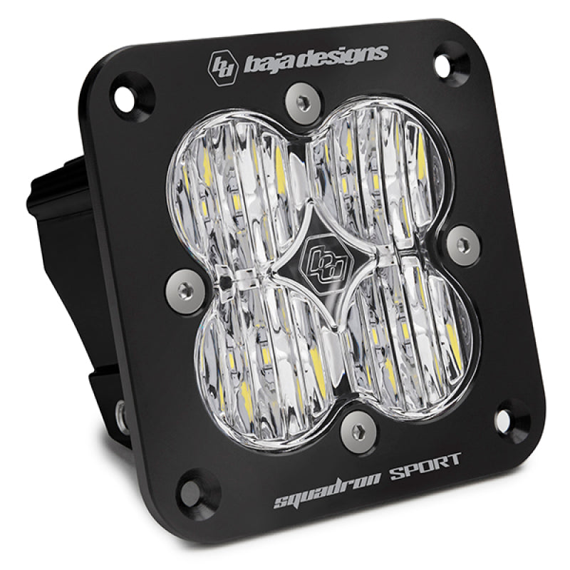 BAJA DESIGNS Squadron Sport Black Wide Cornering Pattern Flush Mount LED Light Pod - Clear