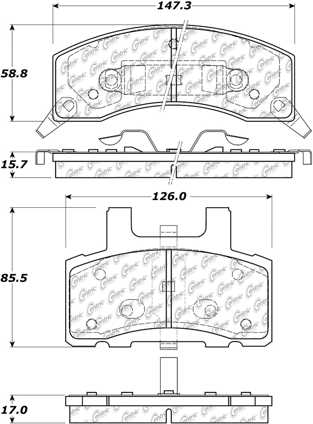 CENTRIC C-TEK Ceramic Brake Pads with Shims