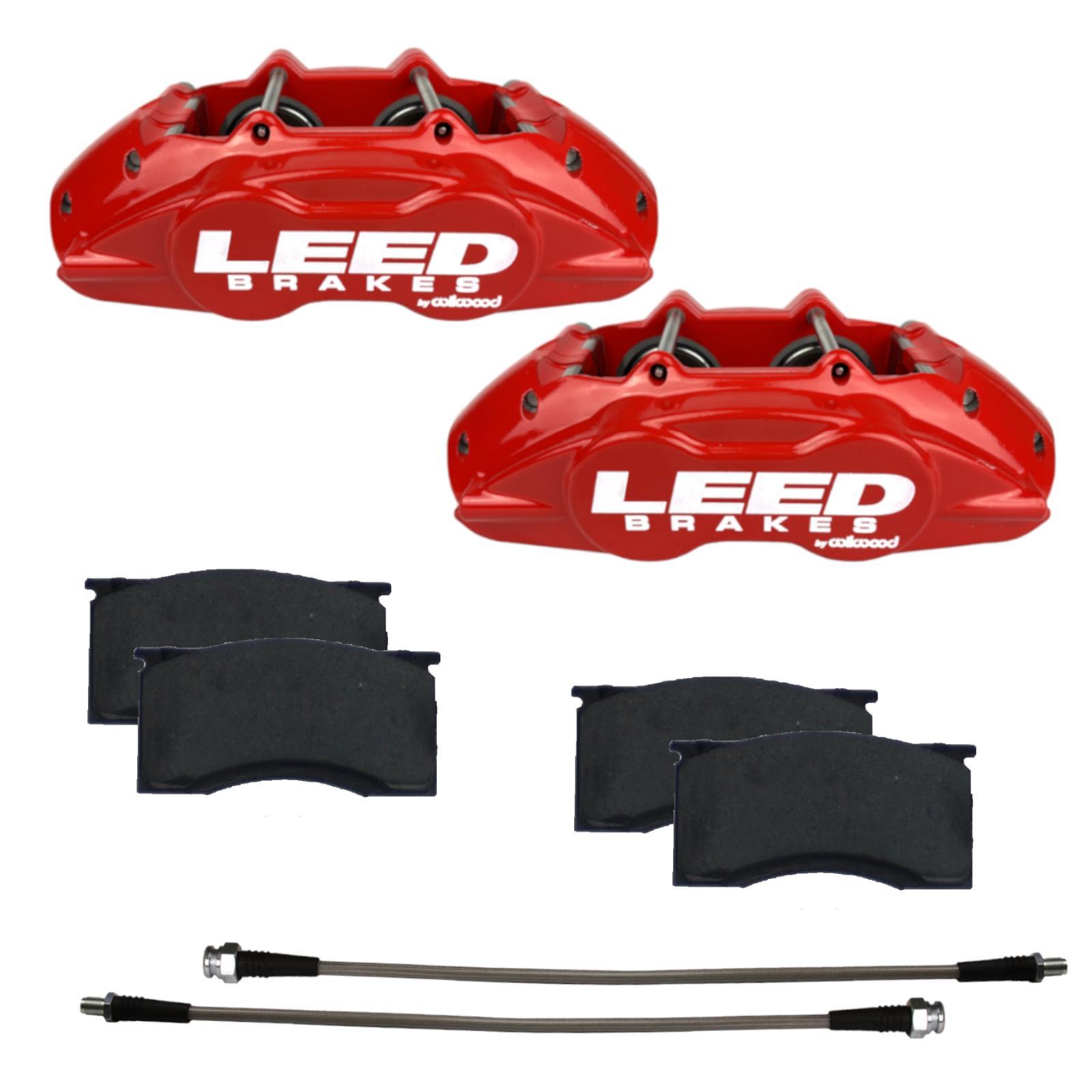 LEED BRAKES 64-67 Mustang Brake Caliper/Pad Kit Red