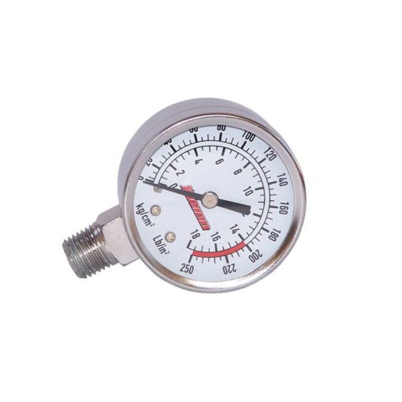 KLEINN Stem Mount Analog Chrome-Plated Air Gauge/ 0-250 PSI - 1/4In M NPT Inlet