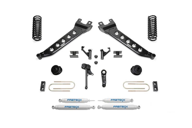 FABTECH 13-18 Ram 3500 4WD 5in Radius Arm Kit w/Perf Shks