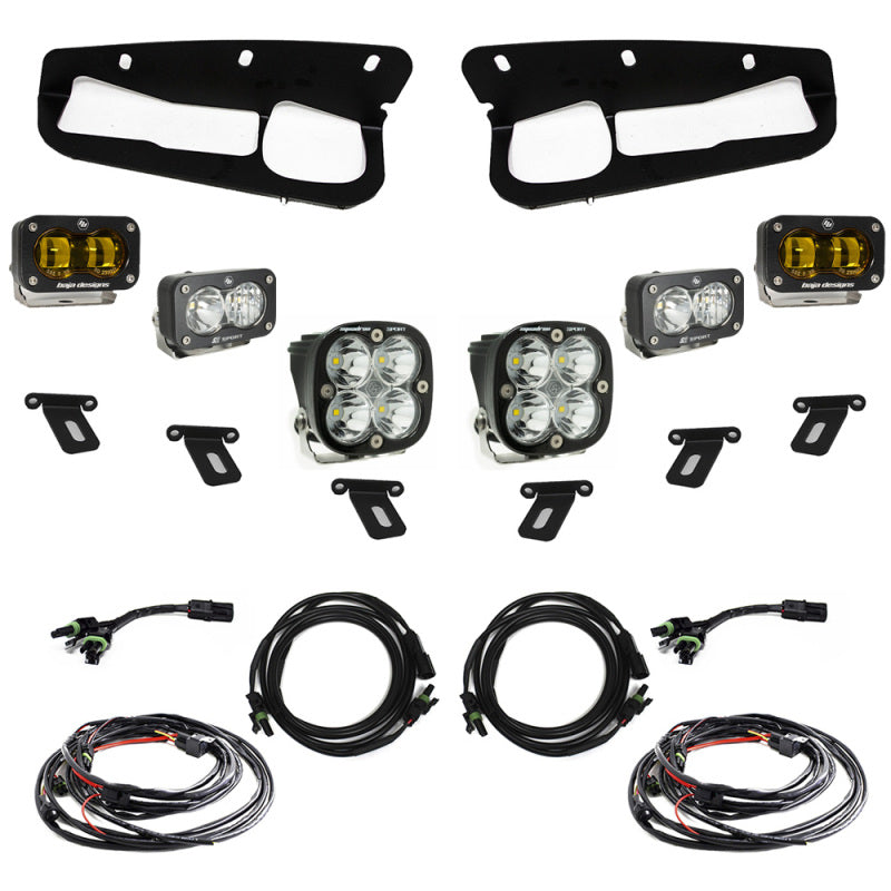 BAJA DESIGNS 21-22 Ford Bronco w/Steel Bumper S2 SAE Sportsmen Fog Pocket Light Kit - Amber