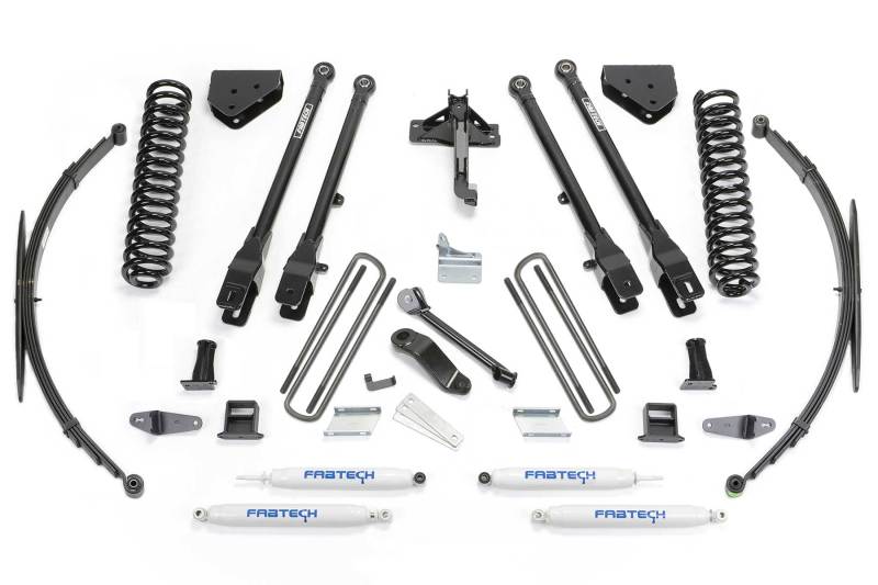 FABTECH 08-16 Ford F250/350 4WD 8in 4Link Sys w/Coils & Rr Lf Sprngs & Perf Shks