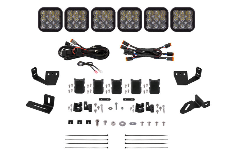 DIODE DYNAMICS Prinsu/Sherpa Roof Racks- SS5 6-Pod CrossLink Mounting Kit - Pro White Driving