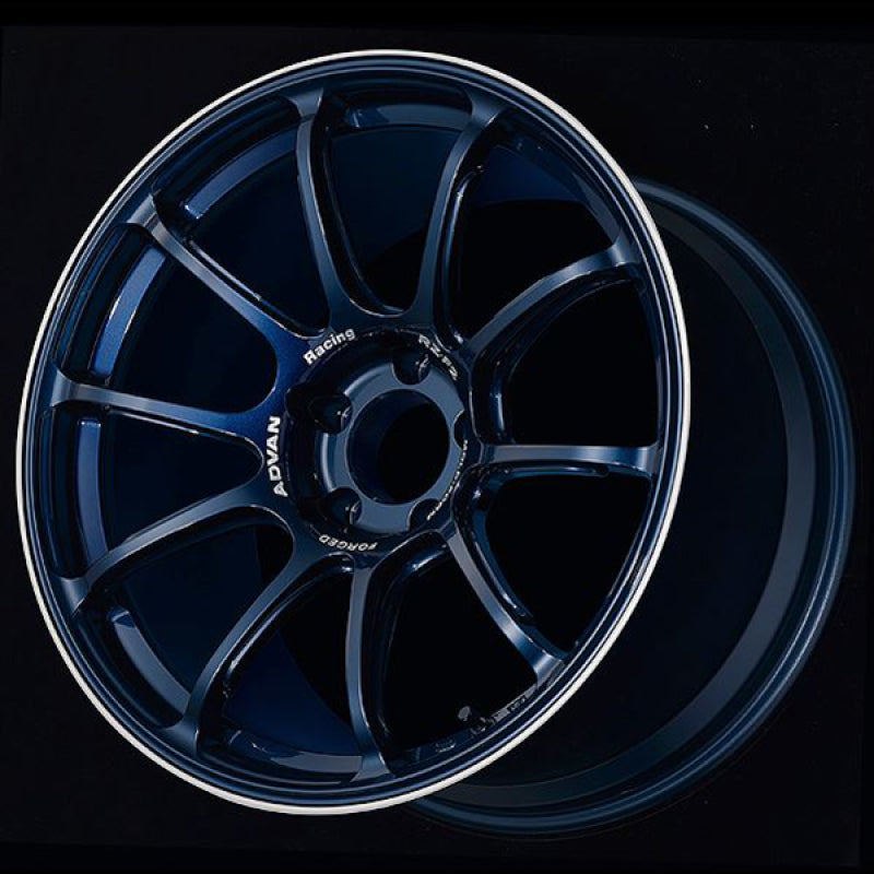 ADVAN RZ-F2 18x10.0 +35 5-114.3 Racing Titanium Blue & Ring Wheel