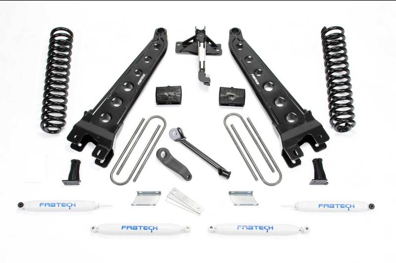 FABTECH 17-21 Ford F250/F350 4WD Gas 4in Rad Arm Sys w/Coils & Perf Shks