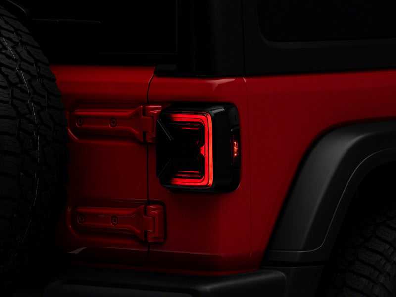 RAXIOM 18-23 Jeep Wrangler JL Axial Series LED Tail Lights- Blk Housing (Smoked Lens)