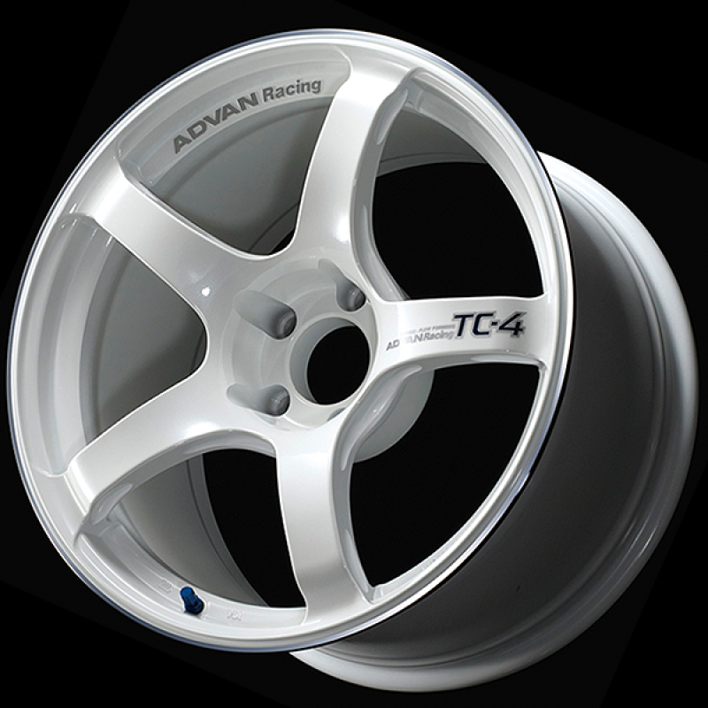 Advan TC4 18x9 +53 5X120 Racing White Metallic & Ring Wheel