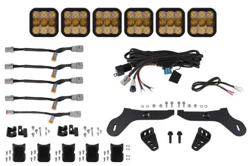 DIODE DYNAMICS 17-20 Ford Raptor SS5 Grille CrossLink Lightbar Kit - Yellow Pro Combo