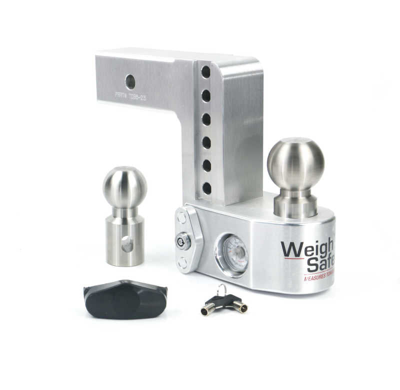 WEIGH SAFE 6in Drop Hitch w/Built-in Scale & 2.5in Shank (10K/18.5K GTWR) - Aluminum