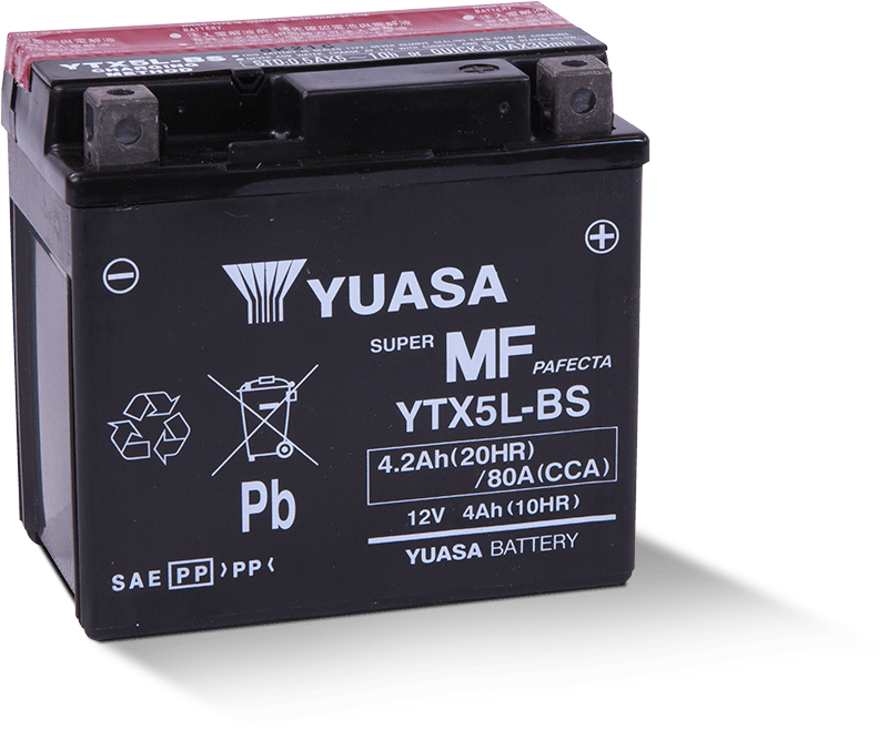 YUASA YTX5L-BS Maintenance Free AGM 12 Volt Battery (Bottle Supplied)