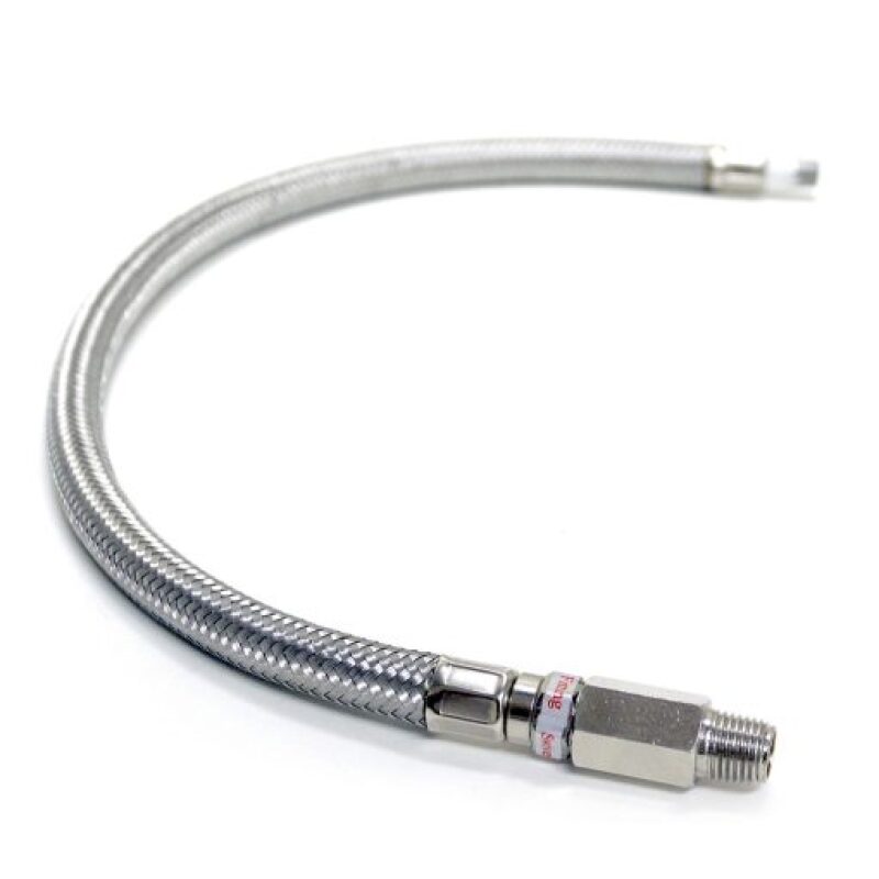 KLEINN 28In Stainless Steel Braided Leader Hose Extension - 1/4In F NPT Inlet/ 1/4In M NPT Outlet