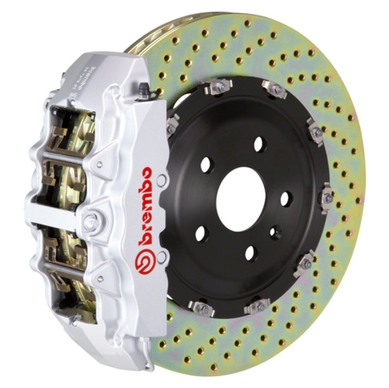 BREMBO 05-08 LR3/05-13 Range Rover Sport Fr GT BBK 6 Pist Cast 2pc 380x34 2pc Rotor Drilled-Silver