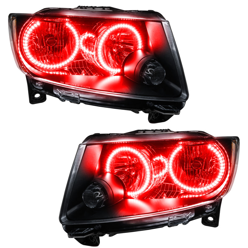 ORACLE 11-13 Jeep Grand Cherokee Pre-Assembled Halo Headlights (Non HID) Chrome - Red