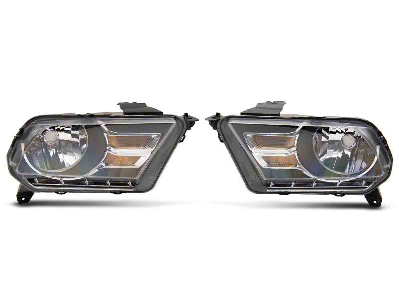 RAXIOM 10-12 Ford Mustang Axial Series OEM Style Rep Headlights- Chrome Housing (Clear Lens)