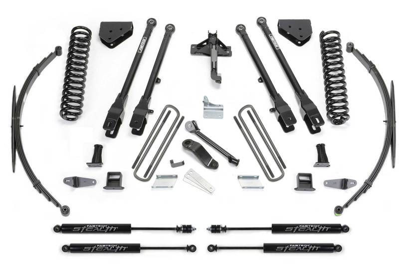 FABTECH 08-16 Ford F250/350 4WD 8in 4Link Sys w/Coils & Rr Lf Sprngs & Stealth