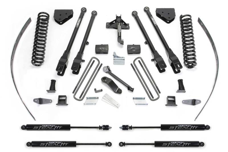 FABTECH 08-16 Ford F250 4WD w/o Factory Overload 8in 4Link Sys w/Coils & Stealth