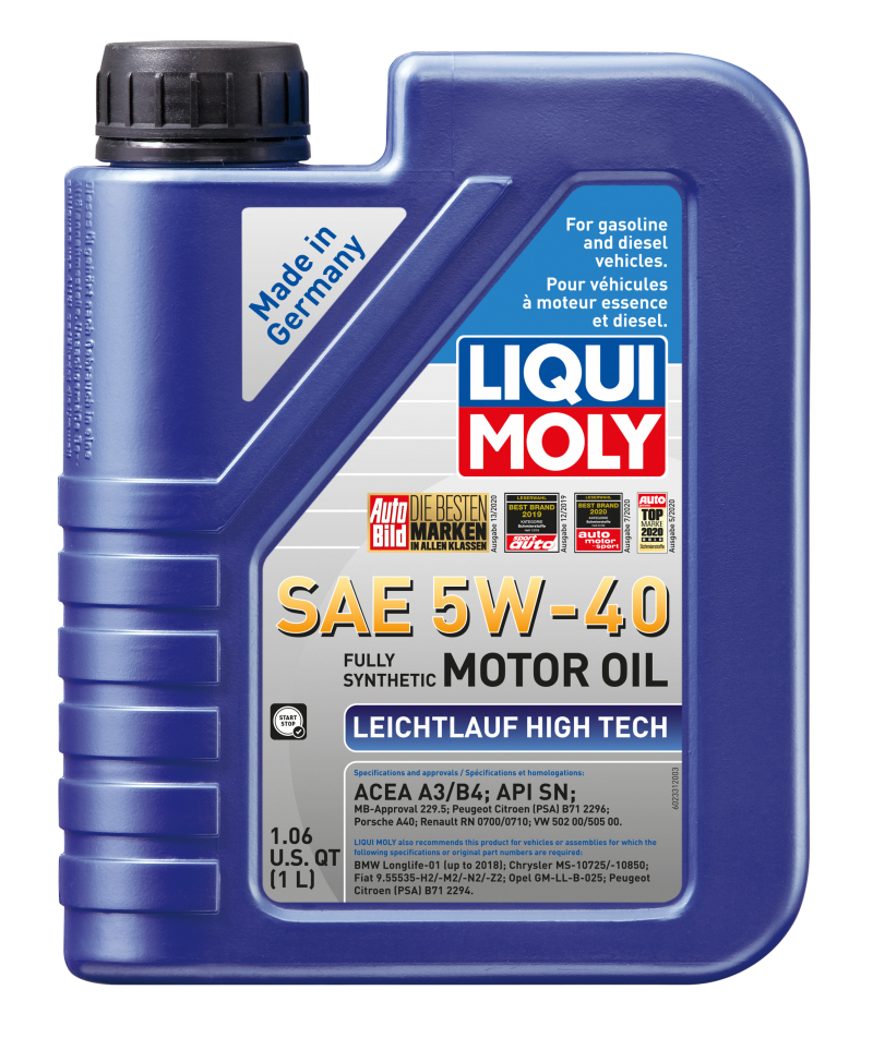 LIQUI MOLY 1L Leichtlauf (Low Friction) High Tech Motor Oil SAE 5W40 - CASE OF 6