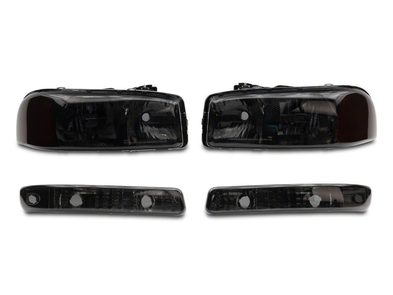 RAXIOM 99-06 GMC Sierra 1500 Axial Series OEM Crystal Rep Headlights- Chrome Housing- Smoked Lens