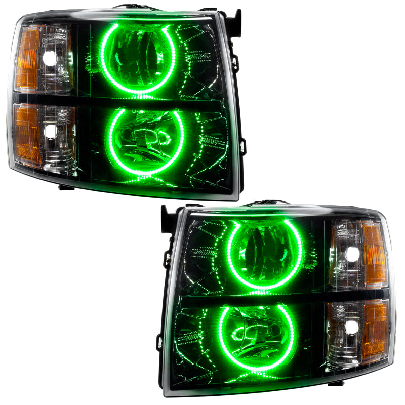 ORACLE LIGHTING 07-13 Chevrolet Silverado Assembled Halo Headlights Round Style -Green SEE WARRANTY