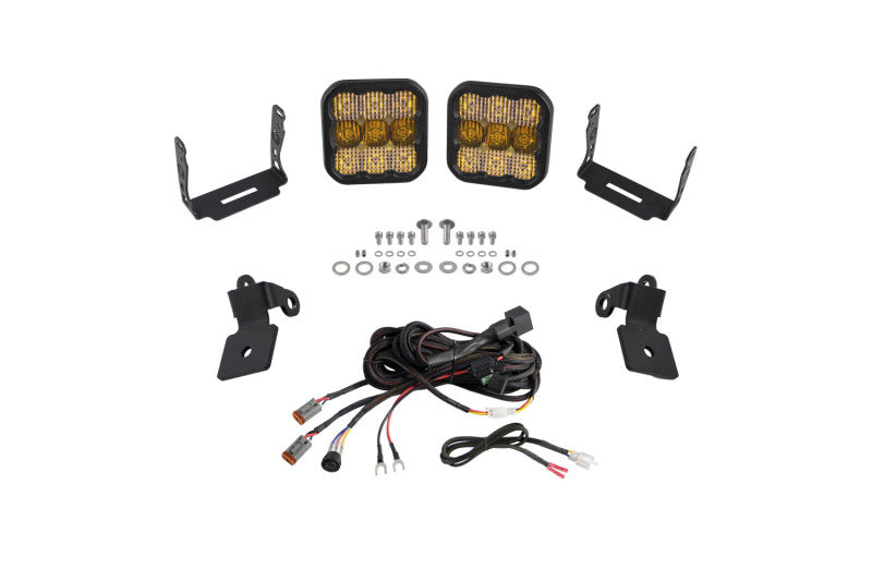 DIODE DYNAMICS 20-Present Polaris RZR A-Pillar LED Pod Kit SS5 Pro - Yellow Combo