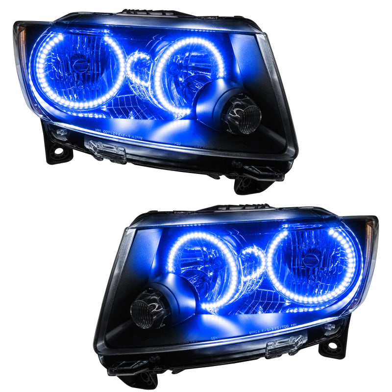 ORACLE 11-13 Jeep Grand Cherokee Pre-Assembled Halo Headlights (Non HID) Chrome - Blue SEE WARRANTY