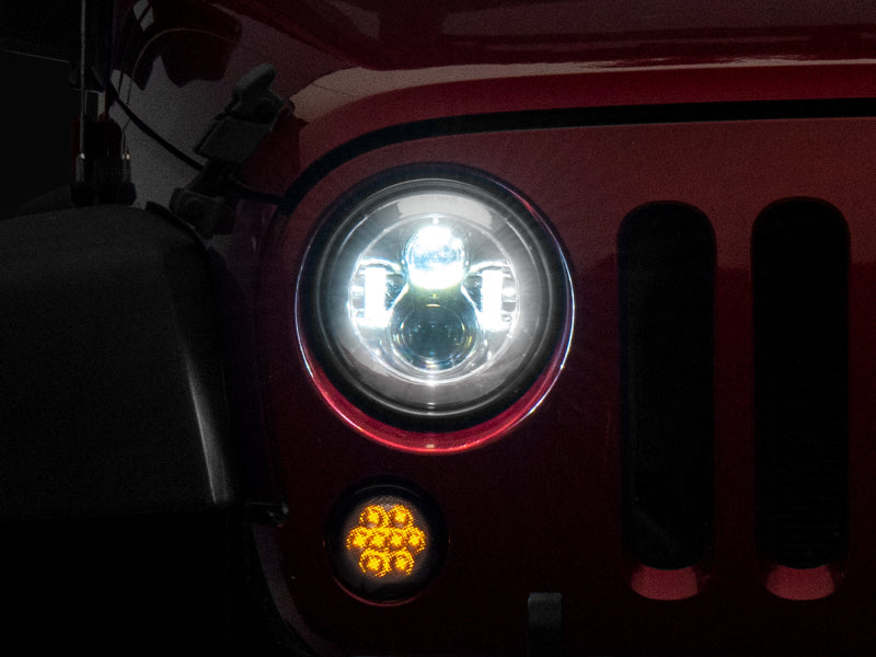 RAXIOM 97-18 Jeep Wrangler TJ/JK Axial Series LED Daymaker Headlights- Chrome Housing (Clear Lens)