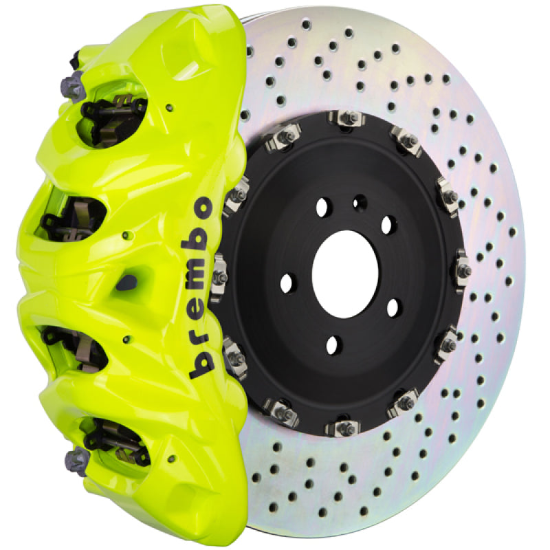 BREMBO 10-14 F150 SVT Raptor Front GT BBK 8 Piston Cast 412x38 2pc Rotor Drilled- Fluo. Yellow