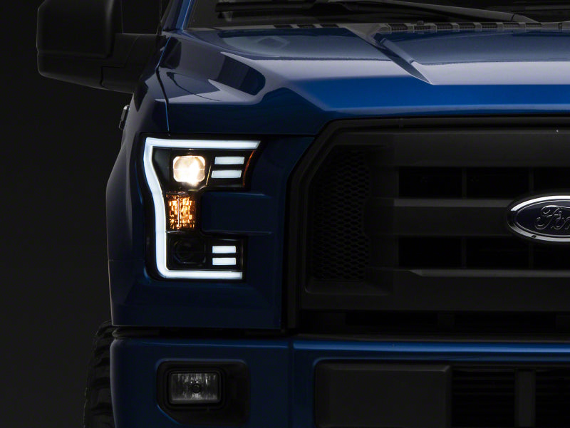 RAXIOM 15-17 Ford F-150 G3 Projector Headlights w/ LED Accent- Blk Housing (Clear Lens)