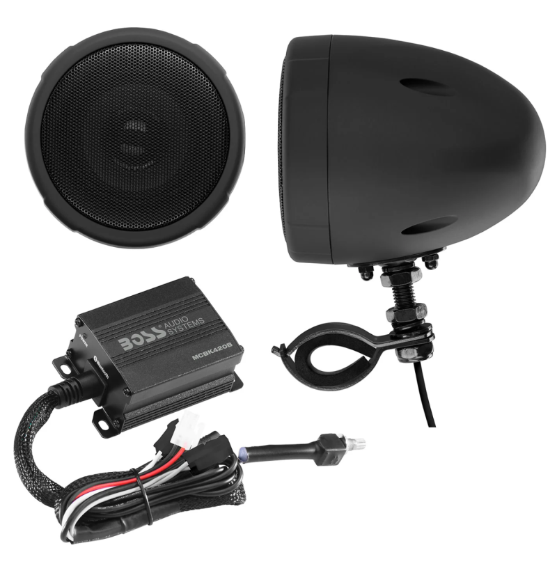 BOSS AUDIO Systems Motorcycle Speaker Amplifier/ Bluetooth/ 3in Speakers Pair- Black