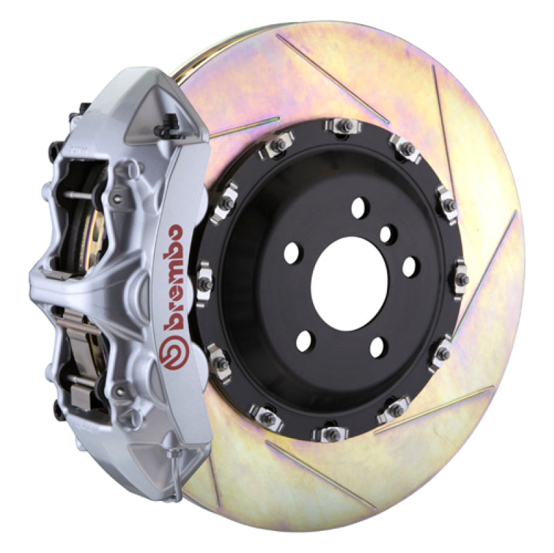 BREMBO 03-13 Flying Spur Front GT BBK 6 Piston Cast 411x34 2pc Rotor Slotted Type1 -Silver