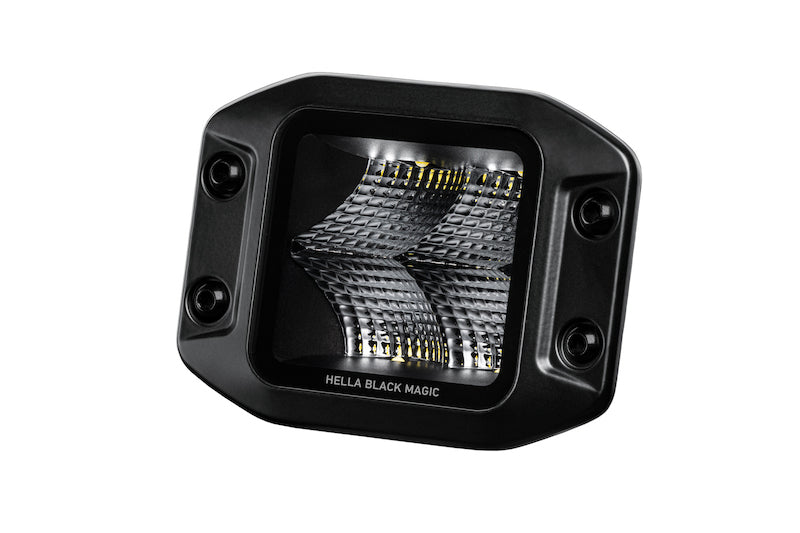 HELLA Universal Black Magic 3.2in L.E.D. Cube Kit - Flood Beam (Flush Mount)